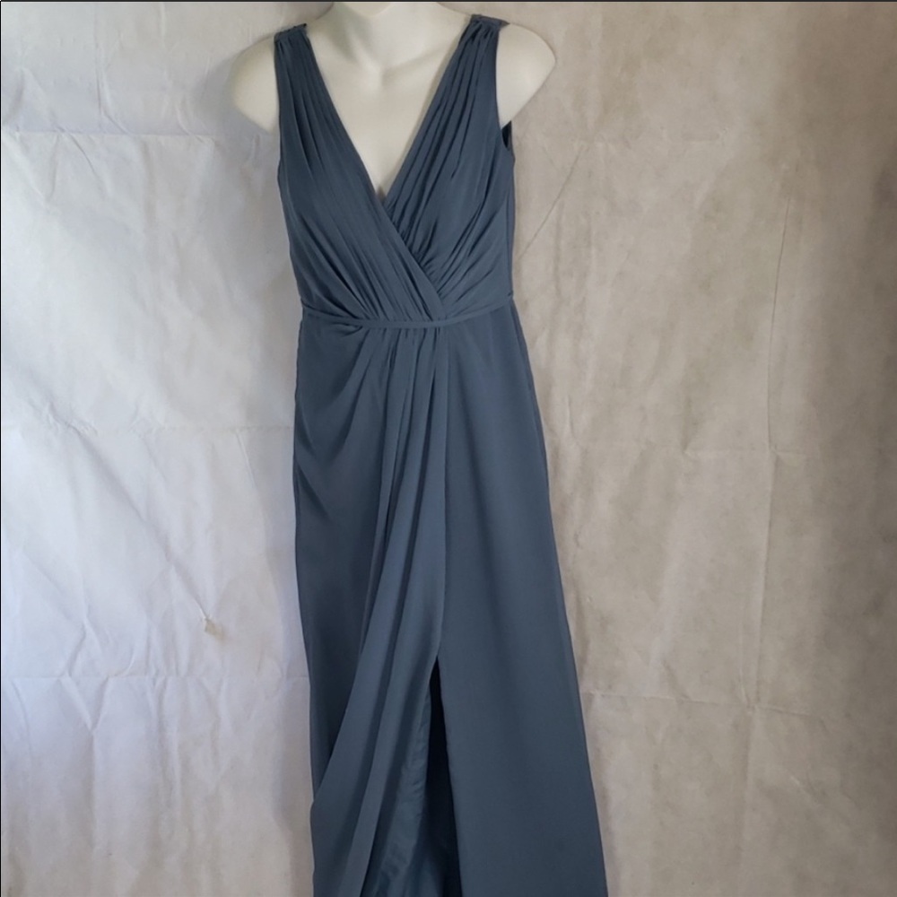 David’s bridal Steel blue chiffon bridesmaid dress